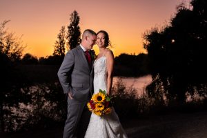 sunset love for bride and groom